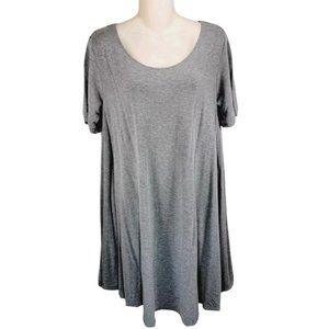 Forever 21 Plus Knit Dress 2X Gray Scoop Neck Tunic Short Sleeve
